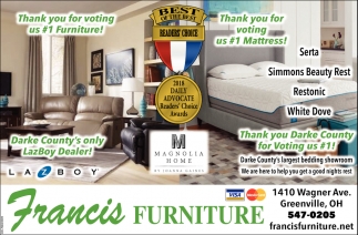 thank you for voting us 1 furniture and mattress, francis furniture