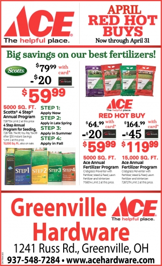 Big savings on our best fertilizers Greenville  Ace  